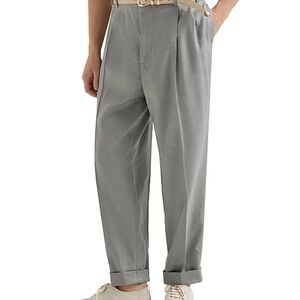 Dockers Men's W38XL30 Light Gray Chinos Cuffed Plated Pants office Relaxed Fit